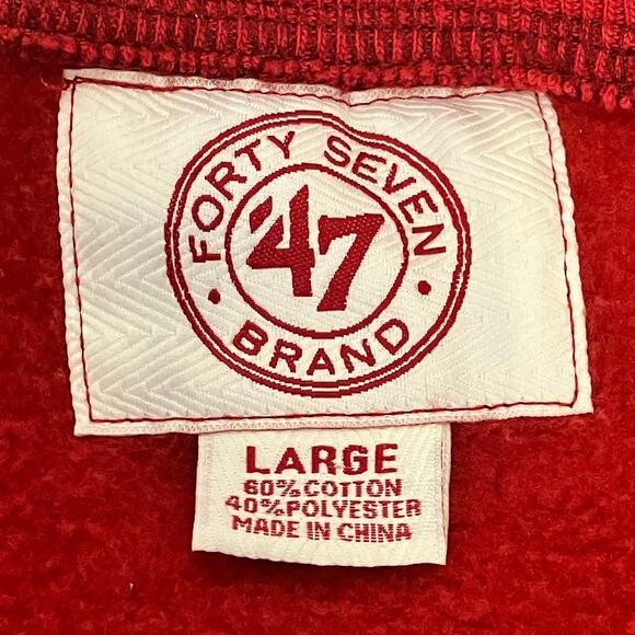 47 Brand NFL AFC Logo Embroidered Patch 1/4 Zip Red Fleece Sweatshirt Size L - Picture 3 of 9